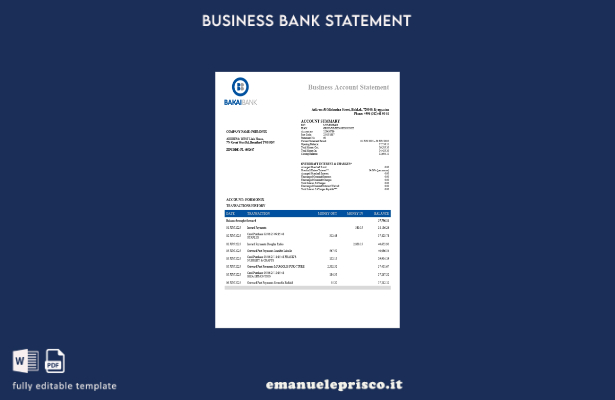 modello verificato dell'organizzazione OJSC Bakai che controlla l'estratto conto